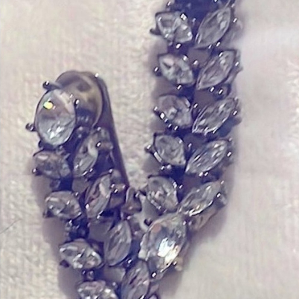 Dior Silver Crystal Leaf Earrings - Picture 2 of 6
